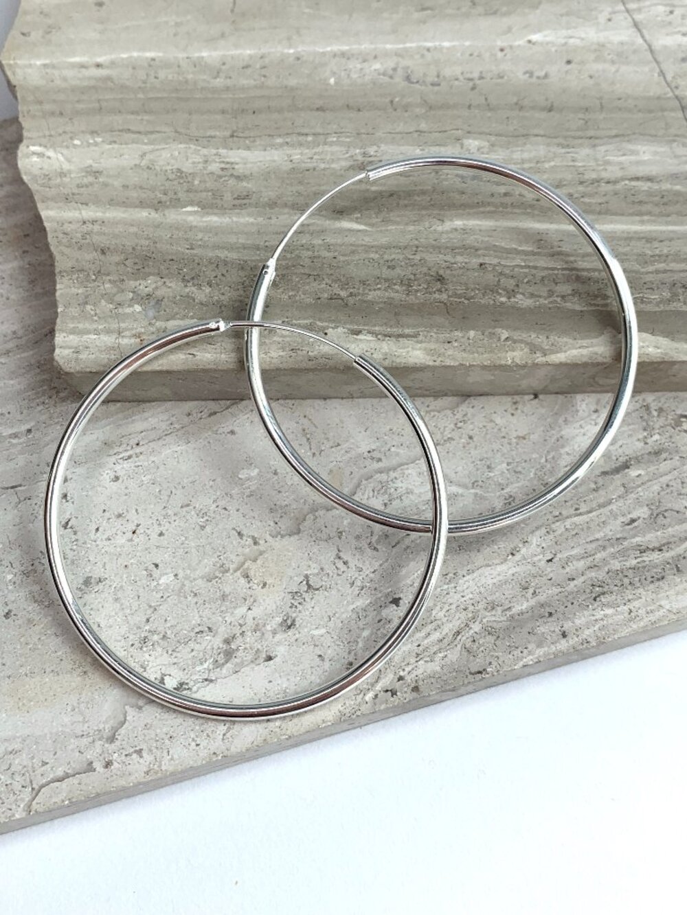 New ~ Anthropologie 2" Delicate Gilded Silver Hoop Earrings